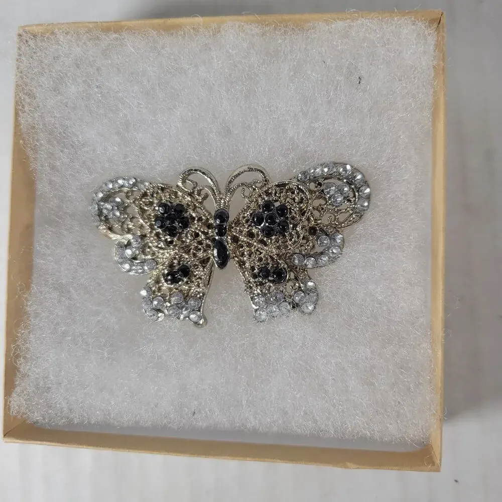Set of 3 Gold & Silver Tone Butterfly Classic Retro Feminine  Brooches
